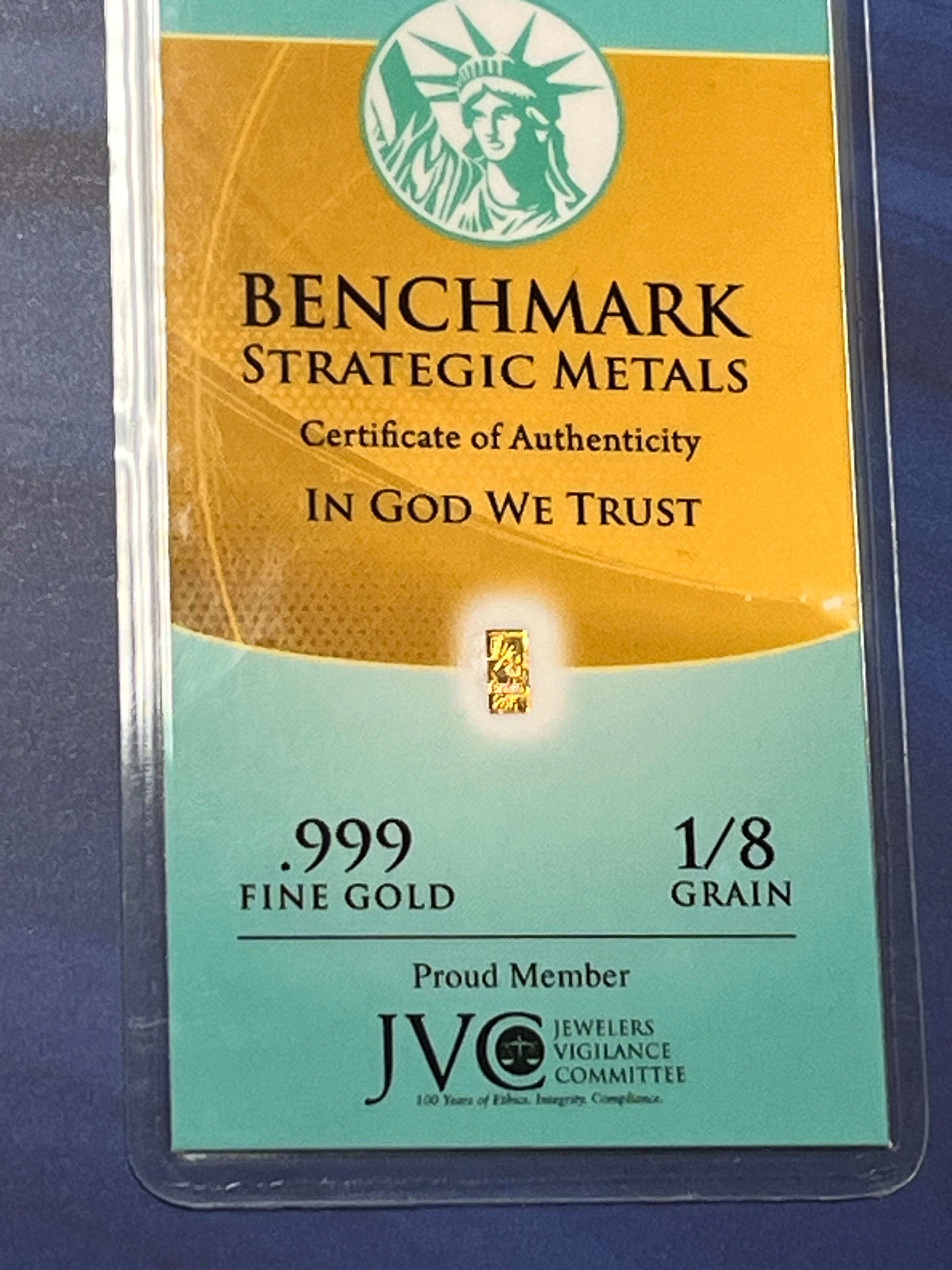 24k 1/8 Grain Gold Card