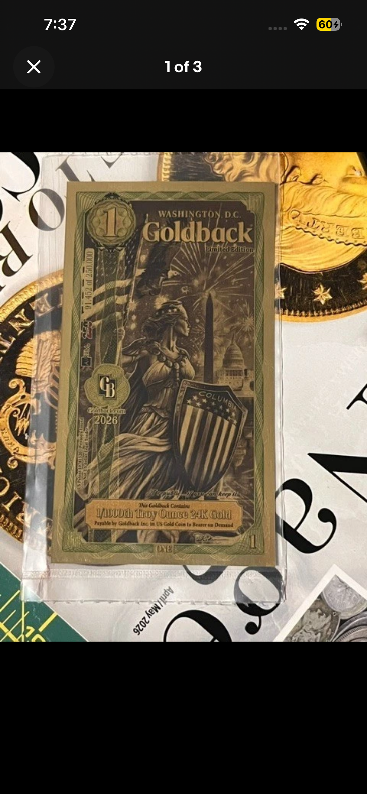 Washington D.C 250 anniversary Goldback Limited Edition