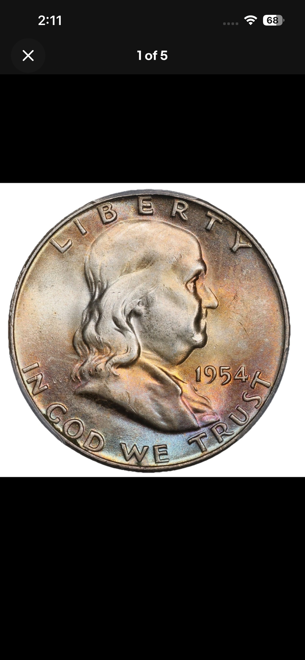 Toned 1954 MS64 CAC Benjamin Franklin Half Dollar